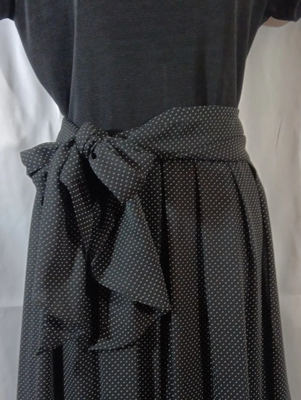 CDC Vintage Womens 8 Jumpsuit Black Polka Dot Wide Leg High Rise Waist Tie - Picture 5 of 14